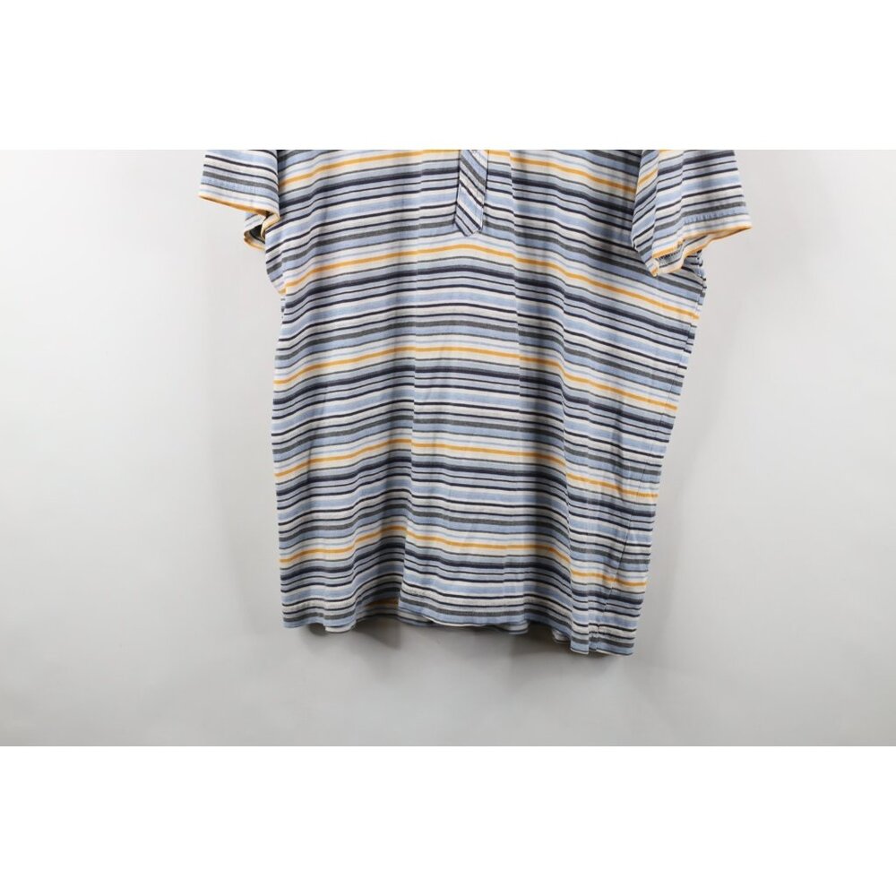 Vintage Express Mens XL Distressed Rainbow Striped Knit Collared Polo Shirt - Picture 3 of 11